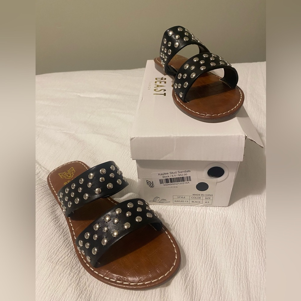 Beast Fashion studded sandals 6.5 black never worn
